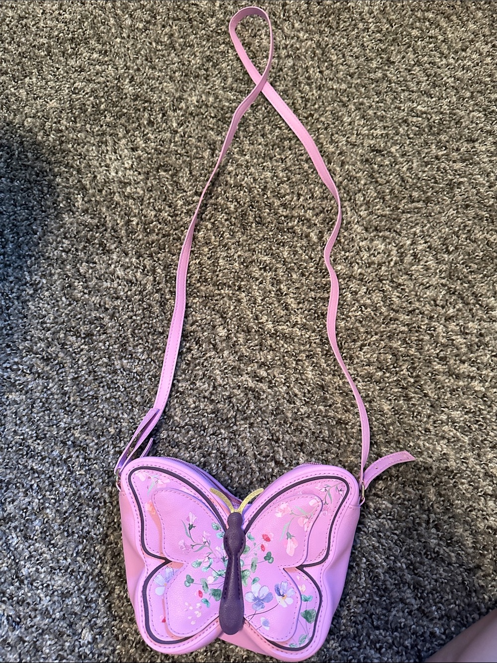 Purple Pink Butterfly Crossbody Bag